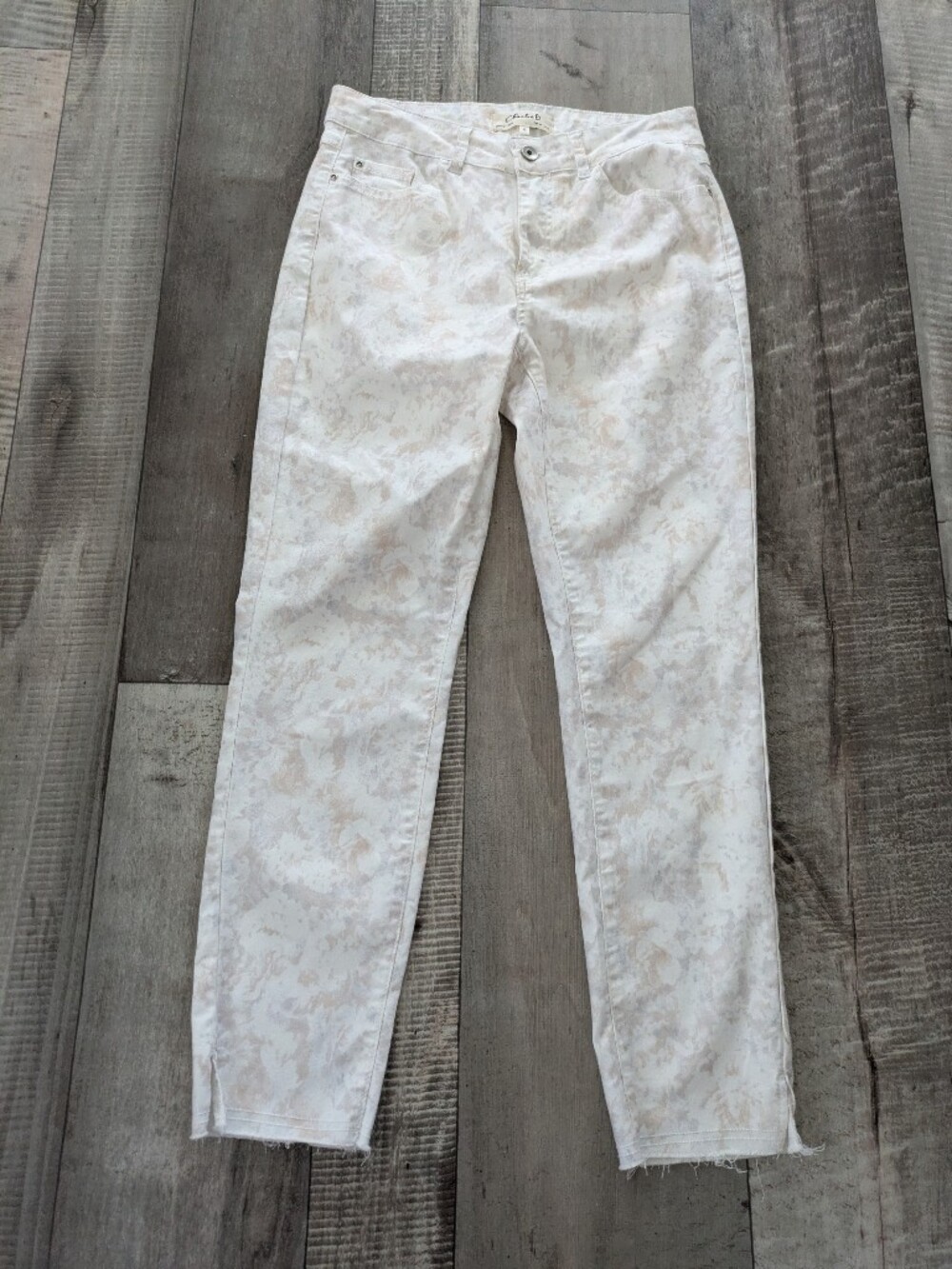 Charlie B Jeans Womens 6 Cream White  Floral‎ Jeans Ankle Stretch Denim Straight